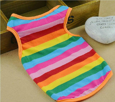 Pet Pet Tiger Pet Clothing Dog Clothes Spring Summer And Autumn Colorful Striped Teddy Vest Cat Supplies Cotton