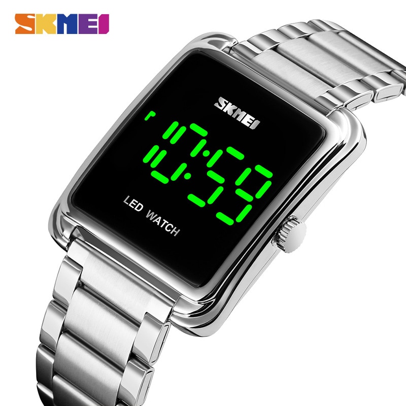 SKMEI 1505 LED Display Men Digital Wrist Watches Top Brand Luxury Stainless Steel Waterproof Male Clock Relogio Masculino 1505