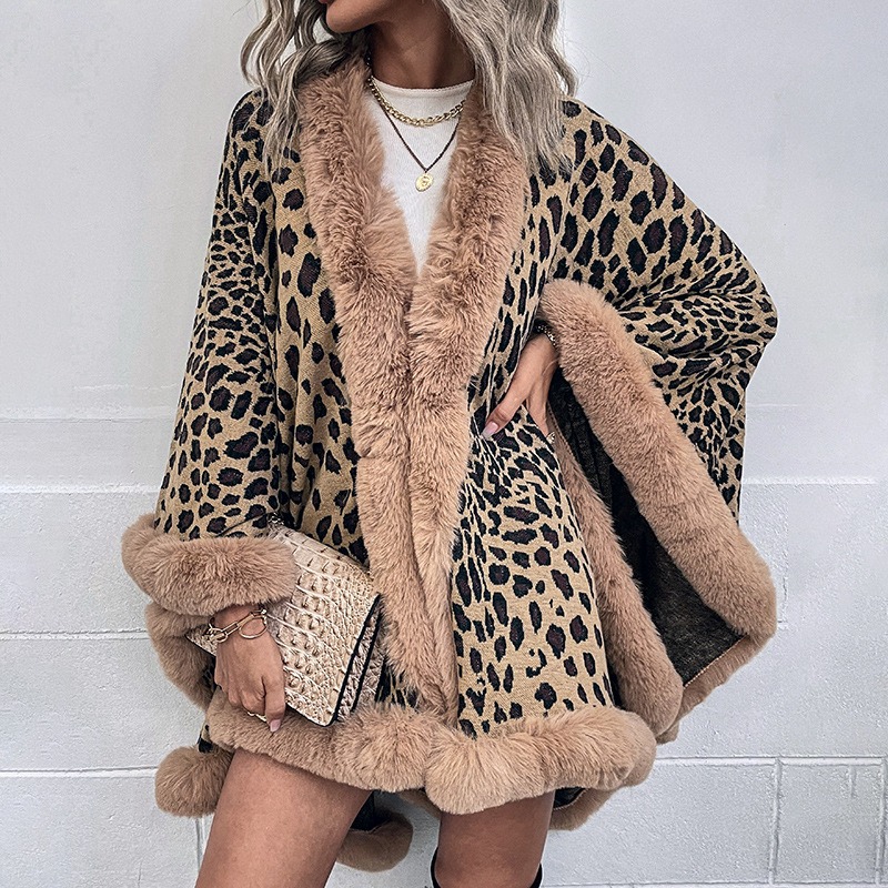 Winter Wool Leopard Cape Sweater