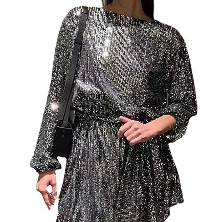 Fashionable Sequin Color Waistband Dress – Elevate Your Style with Sparkle and Glamour