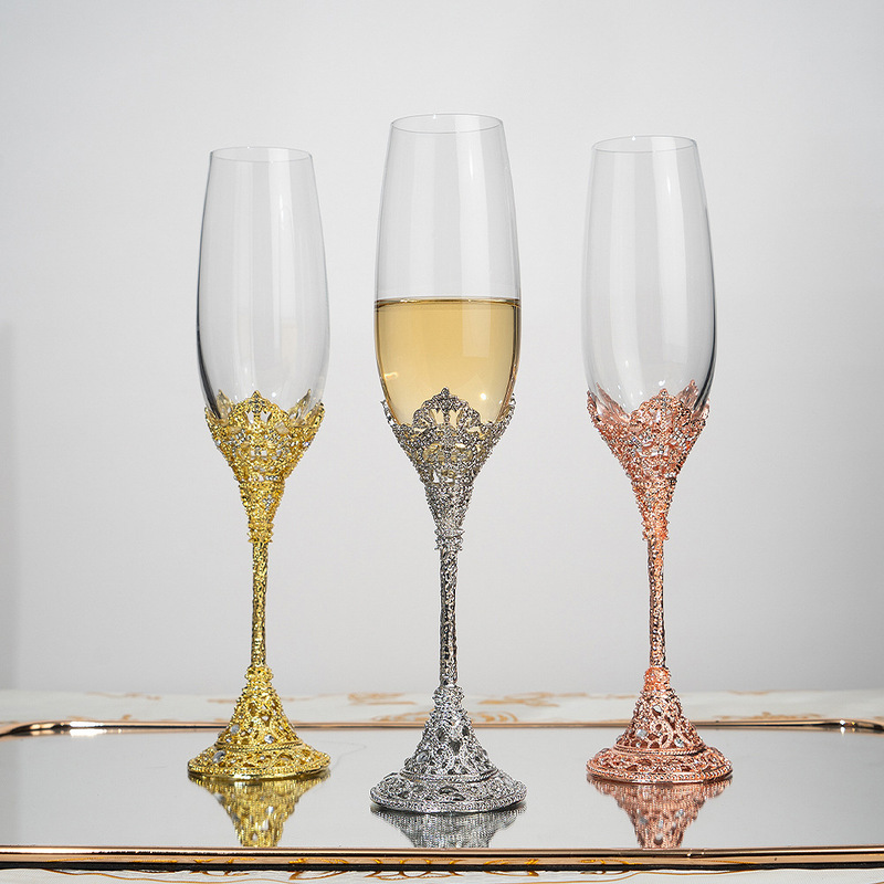 Household High Bubble Wine Cup, Vintage Senior Champagne Cup, Crystal Glass Wine Set, Gift Box