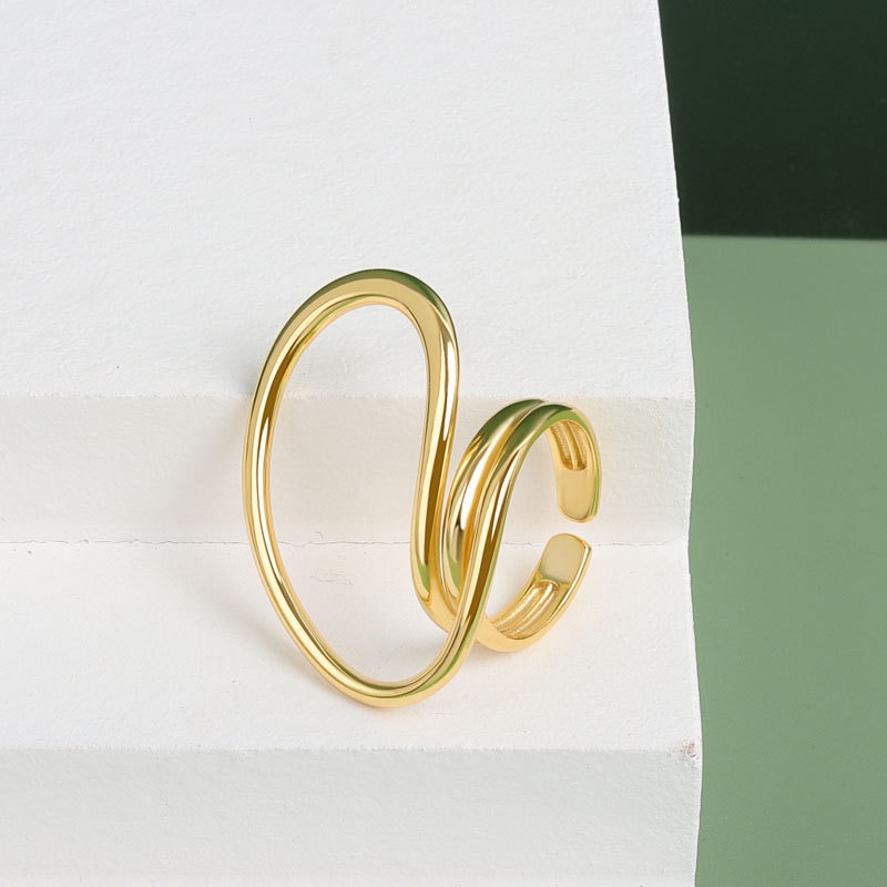 Silver Color Geometric Multilayer Zircon Open Ring Female Fashion Retro Unique Design High Quality Jewelry Gift