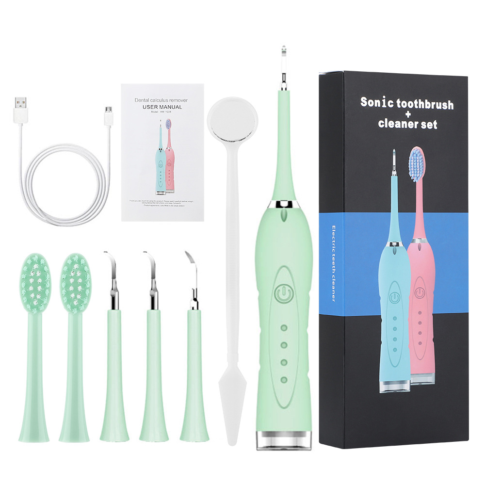 Seven-In-One Tooth Cleaner 4-Speed Electric Toothbrush Tartar Cleaning USB Household Tooth Cleaning Kit Tooth Cleaner