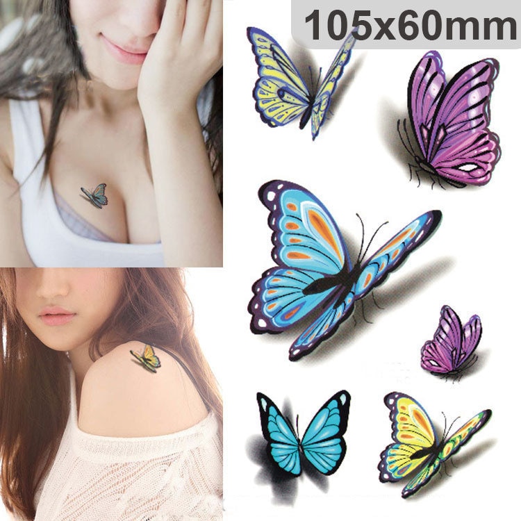 1 PC Fashion Women Temporary Tattoos Sticker for Women Body Art Tattoo Sticker 3D Butterfly Cat Tattoo Waterproof Halloween Gift