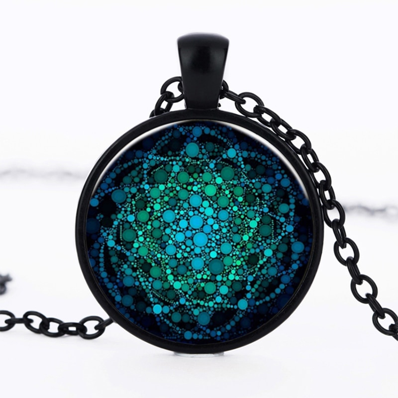 Flower of Life Necklace Om Yoga Chakra Pendant Mandala Necklaces Glass Dome Sacred Geometry  Jewelry