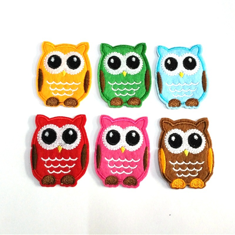 6pcs 4.2*5.3cm Owl Embroidered Iron-On Patches for Clothes Stickers Badge Applique Stripe DIY Accessories