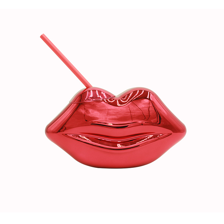 Lip Shaped Plated Plastic Creative Holiday Shaped Retro Sippy Cup Drink Cup