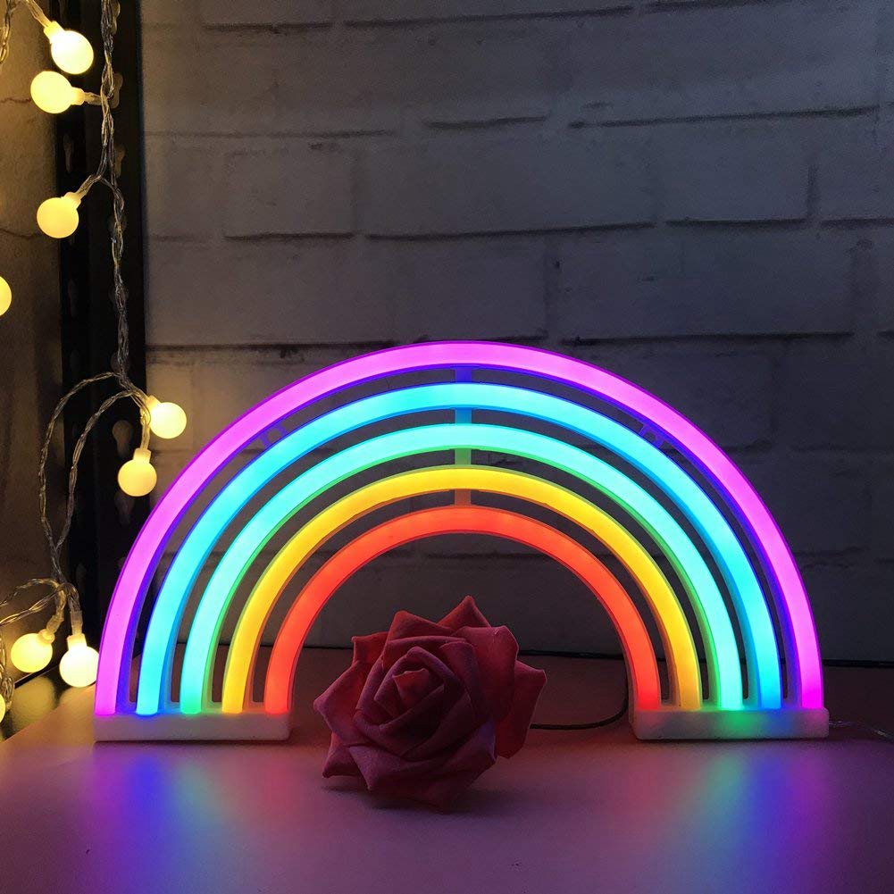Cute Rainbow Neon Sign LED Rainbow Light Lamp for Dorm Decor Rainbow Decor Neon Lamp Wall Decor Christmas Neon Bulb Tube