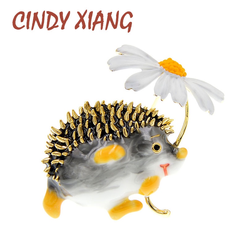 CINDY XIANG Cute Hedgehog Brooch Fashion Daisy Brooches For Women Animal Jewelry Funny Winter Design High Quality