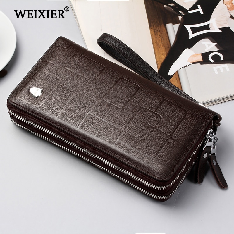 New Genuine Leather Clutch Cellphone Long Wallet Men’s