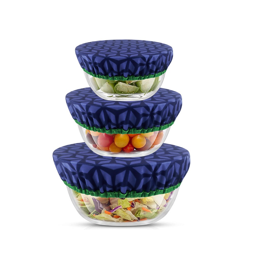 Bowl Covers Set Elastic Food Storage Covers 3 Reusable Fabric Bowl Lids For Food Storage Container Durable Kitchen Supplies