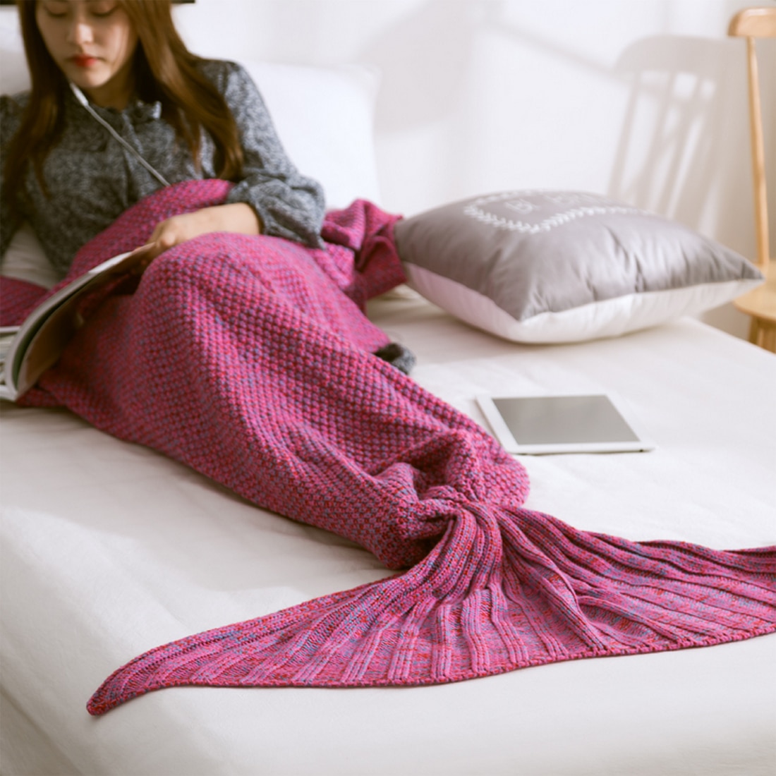 Mermaid Tail Blanket Handmade Knitted Sleeping Bag For Home TV Sofa Bed Mermaid Tail Blanket sute for Kids Adult Baby