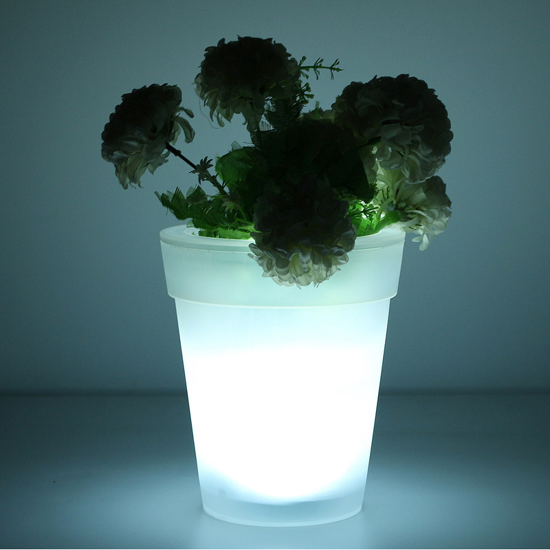 Solar Plastic Small Flowerpot Lamp Outdoor Waterproof LED Garden Balcony Garden Decorative Landscape Lamp