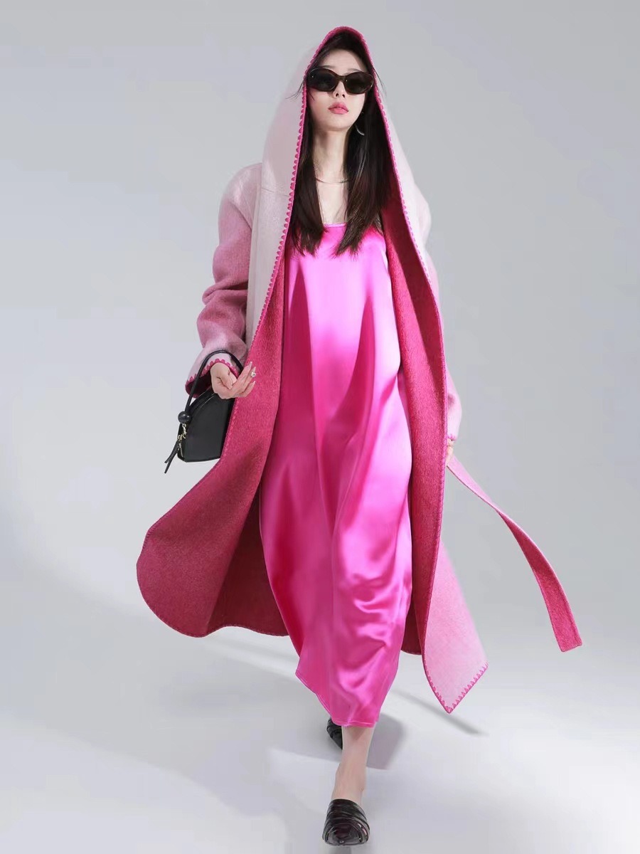Fashion Women’s Woolen Coat Hooded Buttonless Overcoat