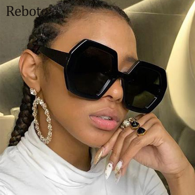 Brand Square Woman Sunglasses Trends Oversized Chain Vintage Black Shades Women Polygon Sun Glasses Female Eyewear UV400