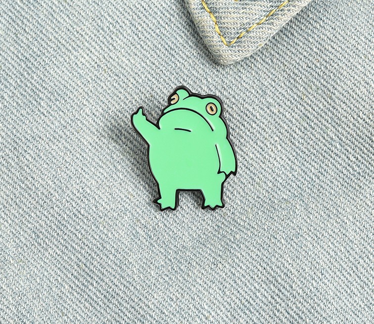 Funny Frog Enamel Pin Custom Cool Animal Brooches Bag Lapel Pin Cartoon Froggy Badge Jewelry Gift for Friends