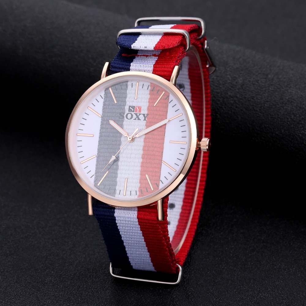 Lovers’ Watch Luxury Gold Watch Men Women Watches Nylon Strap Wrist Watch