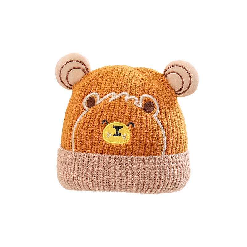 Little Bear Ears Baby Hat Autumn and Winter Baby Super Cute Cute Knitted Pullover Hat Windproof and Warm Woolen Hat