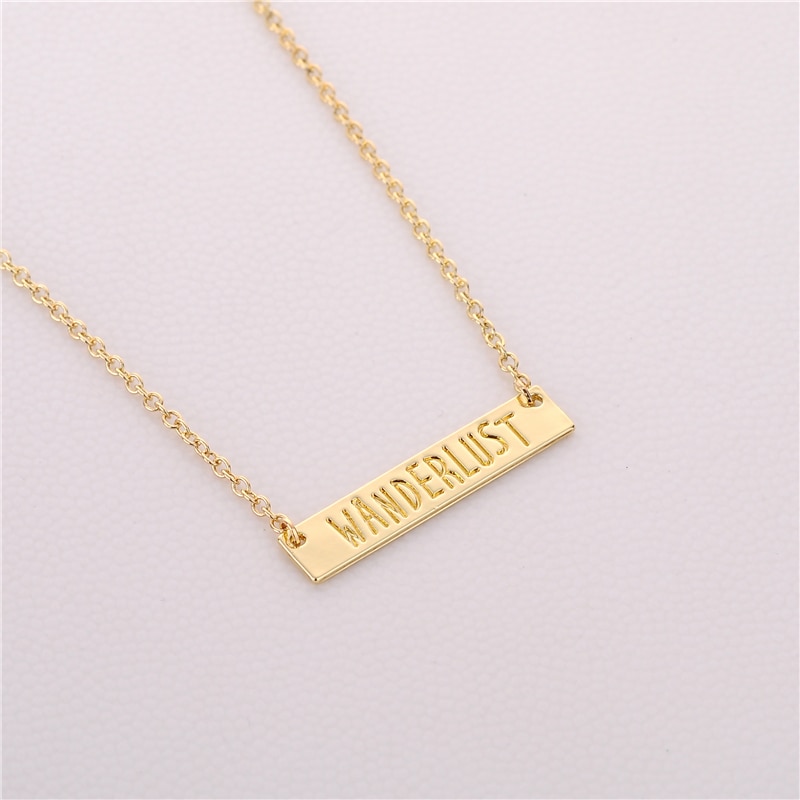 Wanderlust Pendant Necklace Jewelry Letter Pendant Simple Bar Necklace Outdoor JewelryNot All Who Wander Are Lost