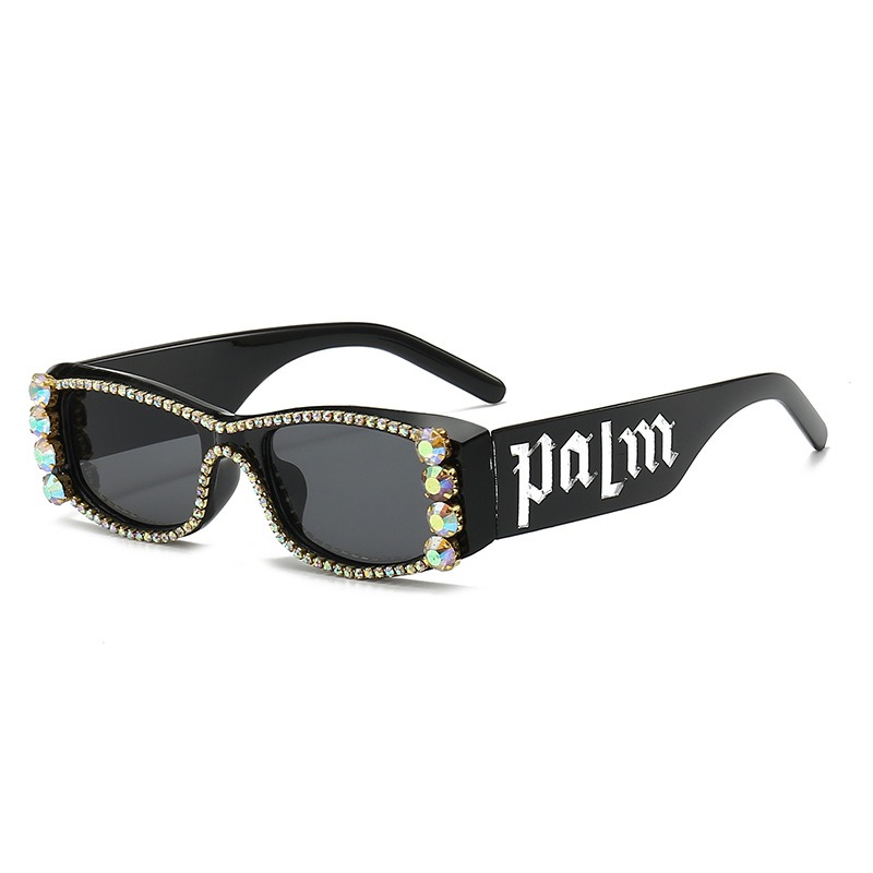 Letter studded diamond trendy UV resistant fashionable sunglasses, new personalized women’s versatile sunglasses