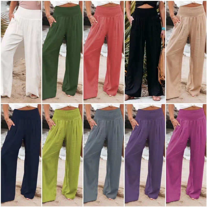Spring and Summer Wide Leg Cotton and Pants for Women