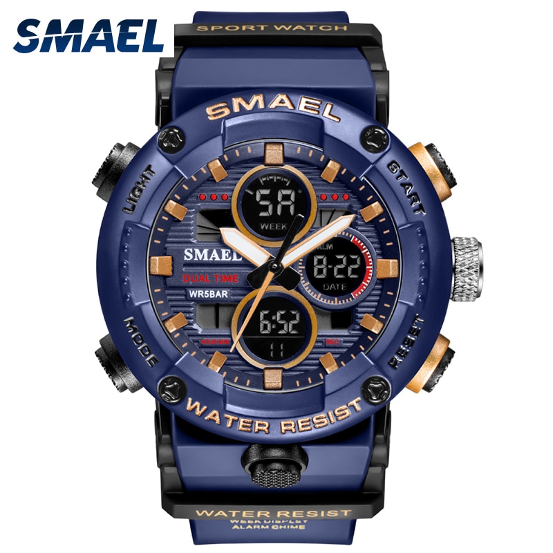 SMAEL 8038 Sport Watch Men Waterproof LED Digital Watches Stopwatch Big Dial Clock For Male 8038 relogio masculino Men Watches Quartz
