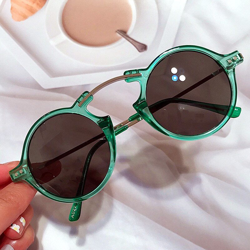 unique Single bridge small round sunglasses for women luxury brand gradient sun glasses men vintage alloy pilot eyewear uv400