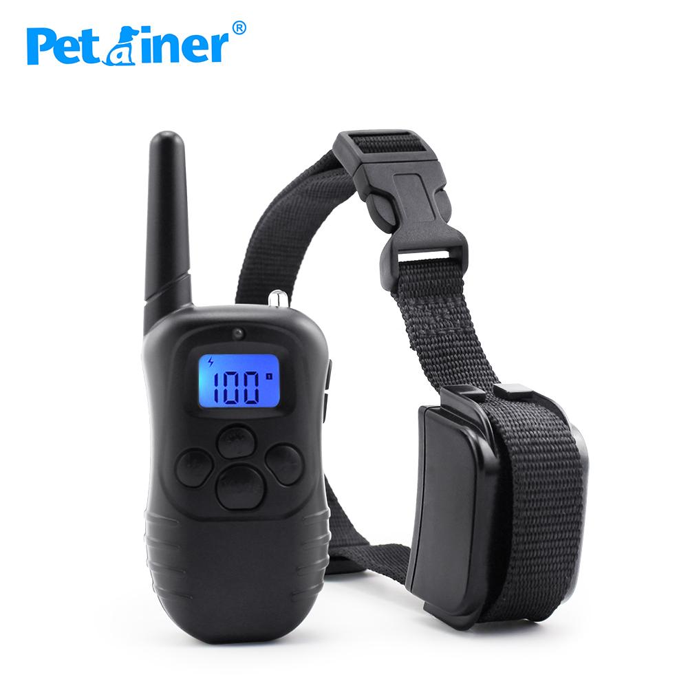 Petrainer 998DR-1 300M Remote Electric Shock Vibration Rechargeable Rainproof Pet Dog Training Collar With LCD Display