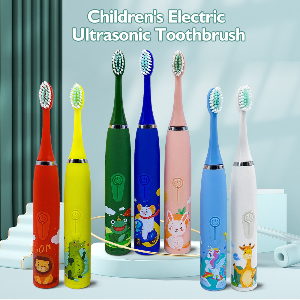3-Speed Sonic Children’s Electric Toothbrush USB Household Soft Bristle Brush Head Toothbrush Portable Cartoon Toothbrush Waterproof