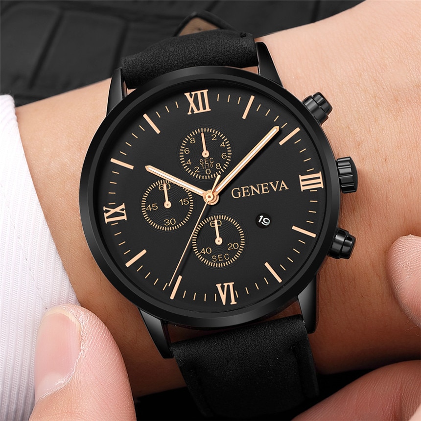 Relogio Masculino Watches Men Fashion Sport Stainless Steel Case Leather Strap Watch Quartz Business Wristwatch Reloj Hombr