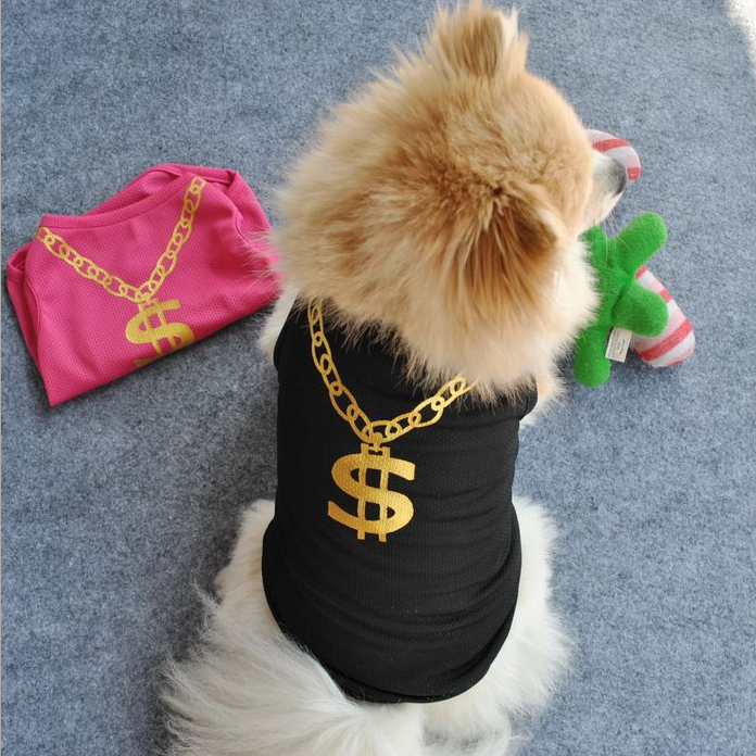 Pet Clothes Vest Dogs Tshirts Dollar Sign Clothing Wedding Clothes Gold Pet Products Dog