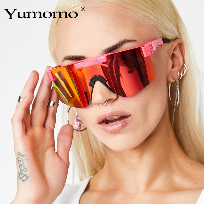 New Large Frame Personality Outdoor Cycling Sunglasses Colorful Full Electroplating Real Film Sports Sunglasses