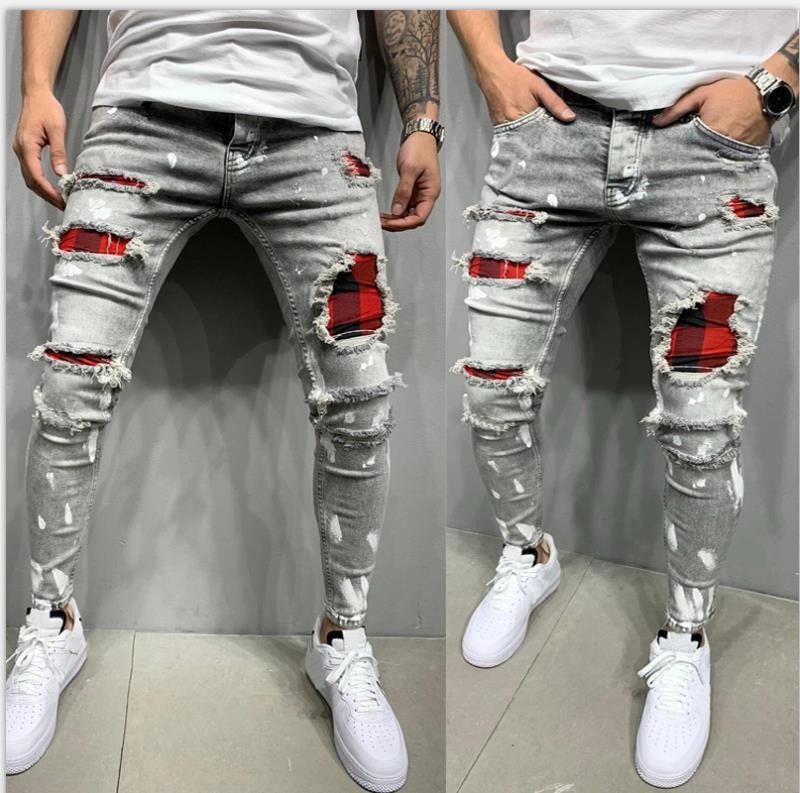 High Quality Men’s Jeans Lacquer Shattered New Jeans