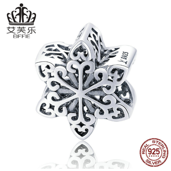 Eiffie Winter Snowflakes Send Girlfriend Gift S925 Sterling Silver Bracelet Silver Beads SCC719