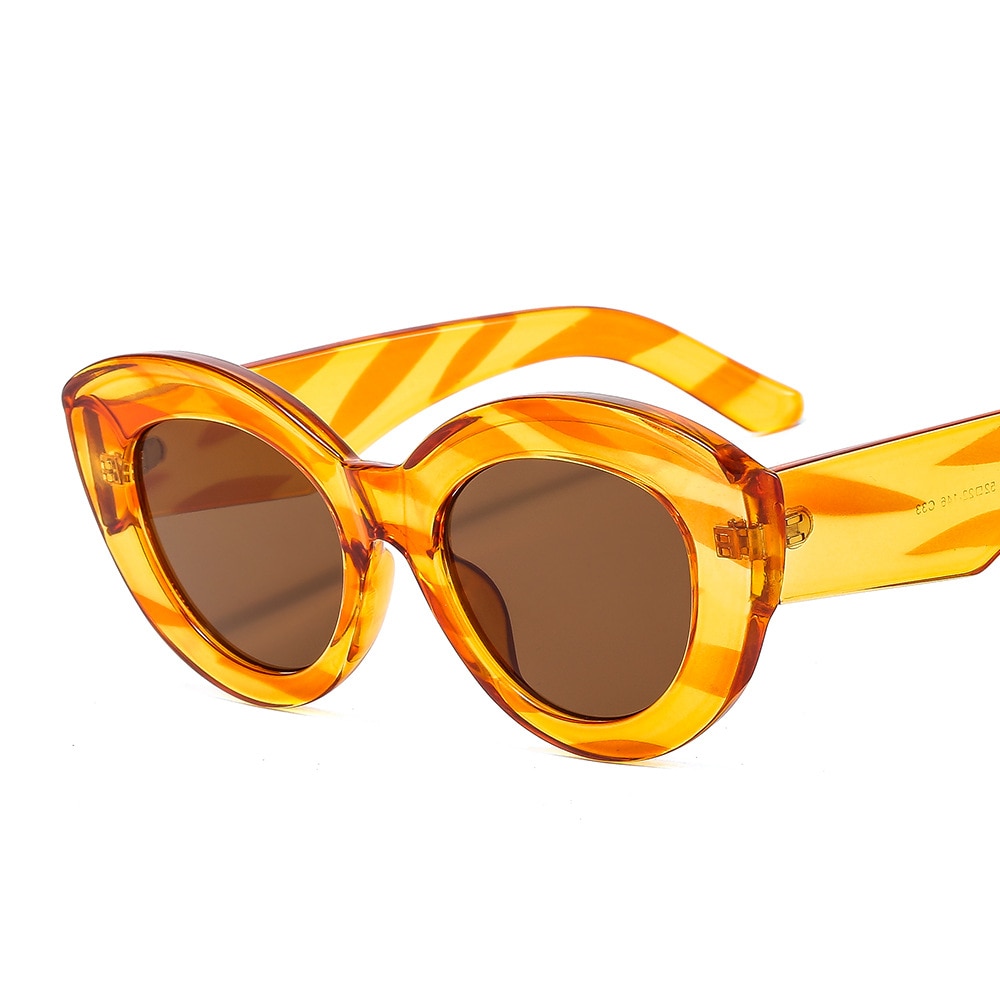 Stripe Cat Eye Sunglasses Women Fashion New Vintage Oval Shades Men Brand Designer Luxury Sun Glasses UV400 Eyewear