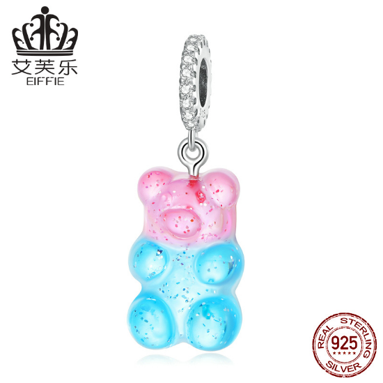 Avelle Candy Bear Pendant Bracelet Sterling Silver S925 Color Gradient Resin Zircon Pendant Accessories