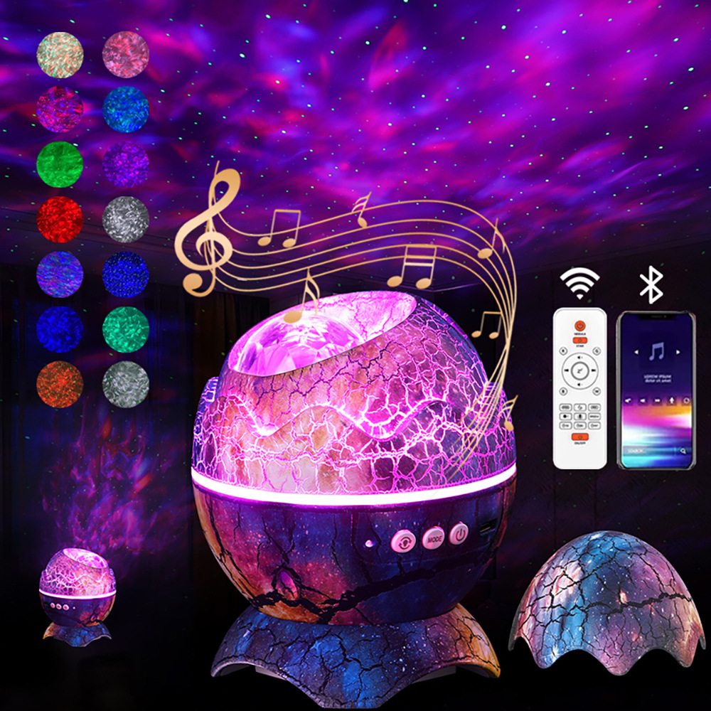 Cracked Translucent Dinosaur Egg Water Ripple Star Light USB Bluetooth Remote Control Music Atmosphere Projection Night Light