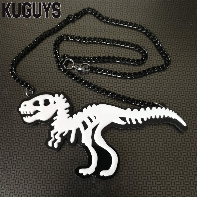 Fashion Jewelry Custom Women Acrylic White Dinosaurs Pendant Necklace Sweater Link Chain Trendy Animal Necklaces