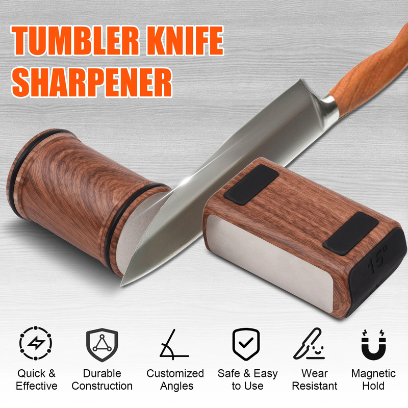 Rolling Knife Sharpener Magnetic Knife Holder Diamond Sharpening Stone Kit with 15 and 20 Degrees Angle Roller Kitchen Accessory