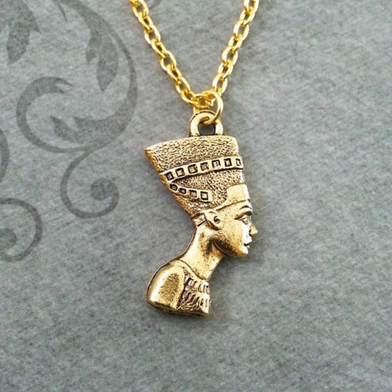 Ancient Egyptian Queen Pharaoh Hip-Hop Fatima Pendant Egypt Nefertiti Head Portrait Necklace