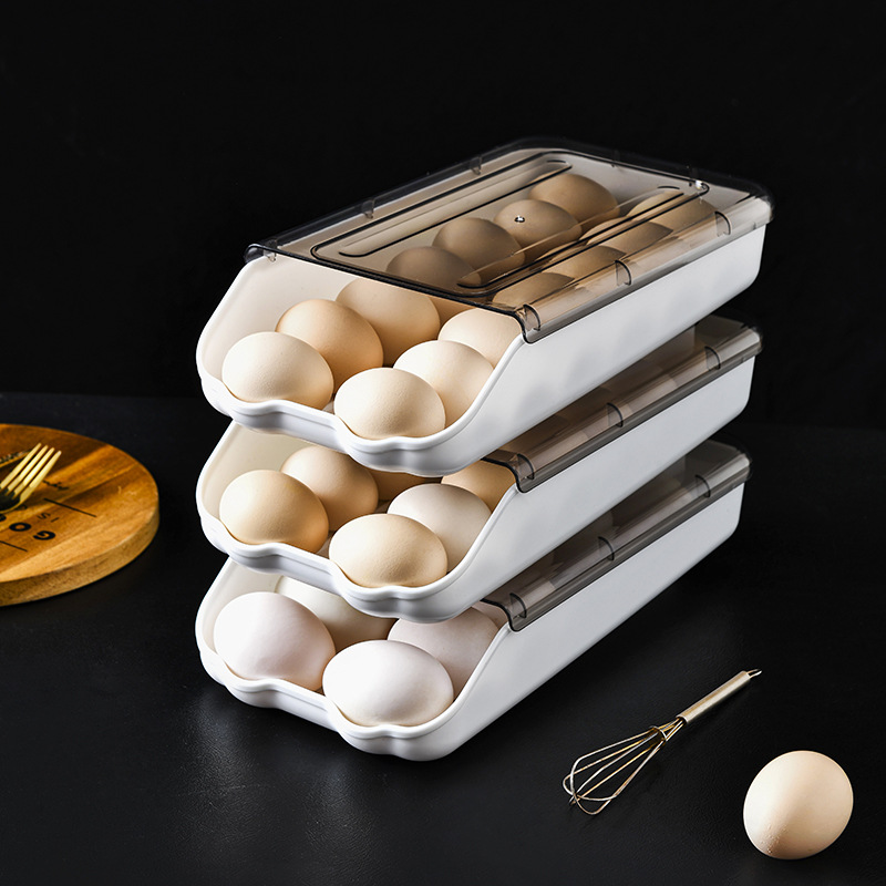 New Rolling Egg Box Refrigerator Egg Roller Kitchen Fresh Storage Box