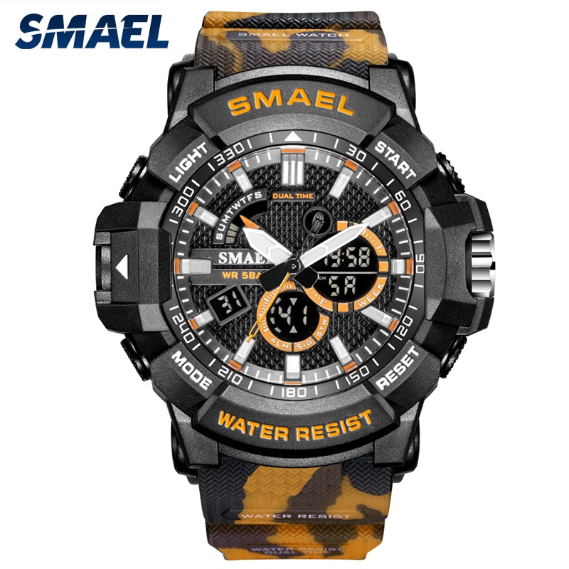 SKMEL 1809 Mens Watches Military 50m Waterproof Sport Watch Camouflage Stopwacth LED Alarm Clock For Male 1809B relogio masculino Watch Men