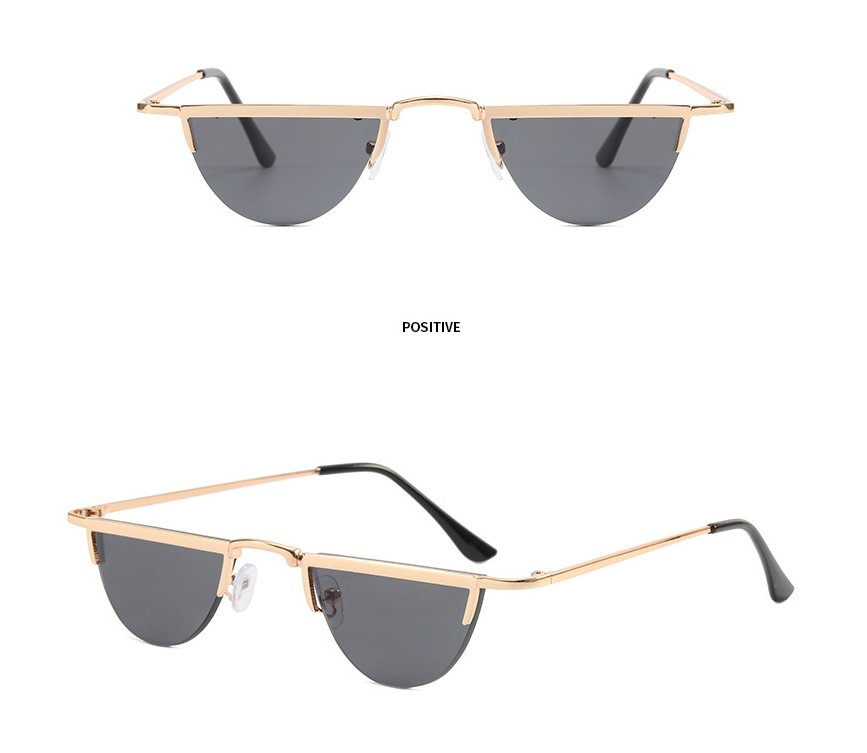 Weird Style Retro Unique Semicircle Sunglasses Women Fashion Rimless Lens Shades Interesting Sunglasses