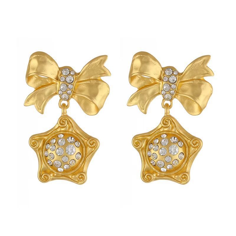 Zircon inlaid starfish bow earrings
