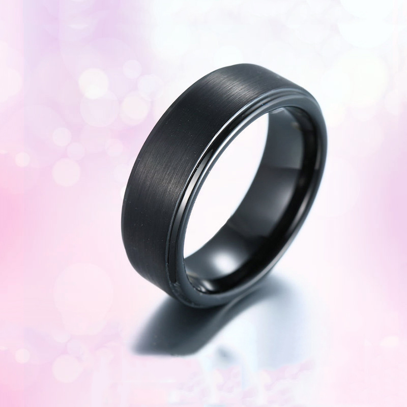 Hand Jewelry All Black Fashion Simple Men’s Stainless Steel Tungsten Steel Ring Popular Jewelry
