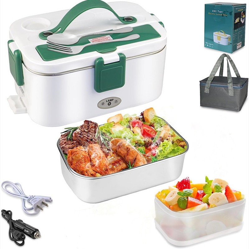 80W Food Heater 12V 24V 110V Self Heating Lunchbox Portable Food Warmer Electric Lunch Box for Car/Truck/Home