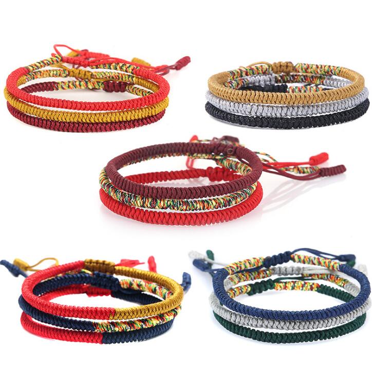 10pcs Multi Color Tibetan Buddhist Good Lucky Charm Tibetan Bracelets Handmade Knots Rope Bracelet