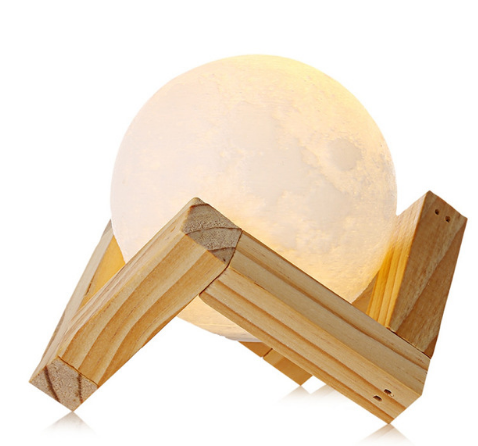 Rechargeable 3D Print Moon Lamp 2 Color Change Touch Switch Bedroom Bookcase