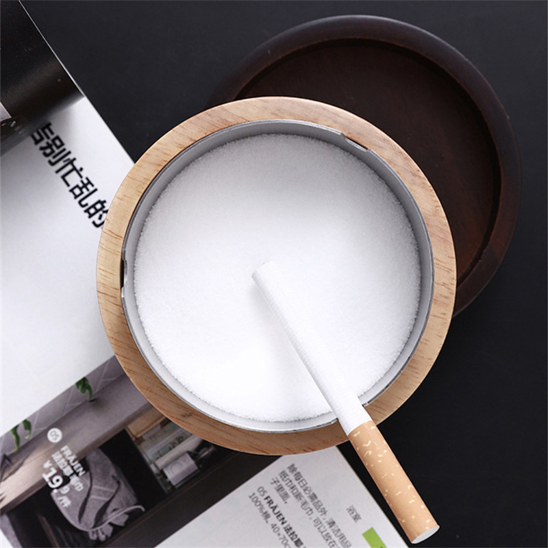 Nordic Round Solid Wood Creative Windproof Ashtray