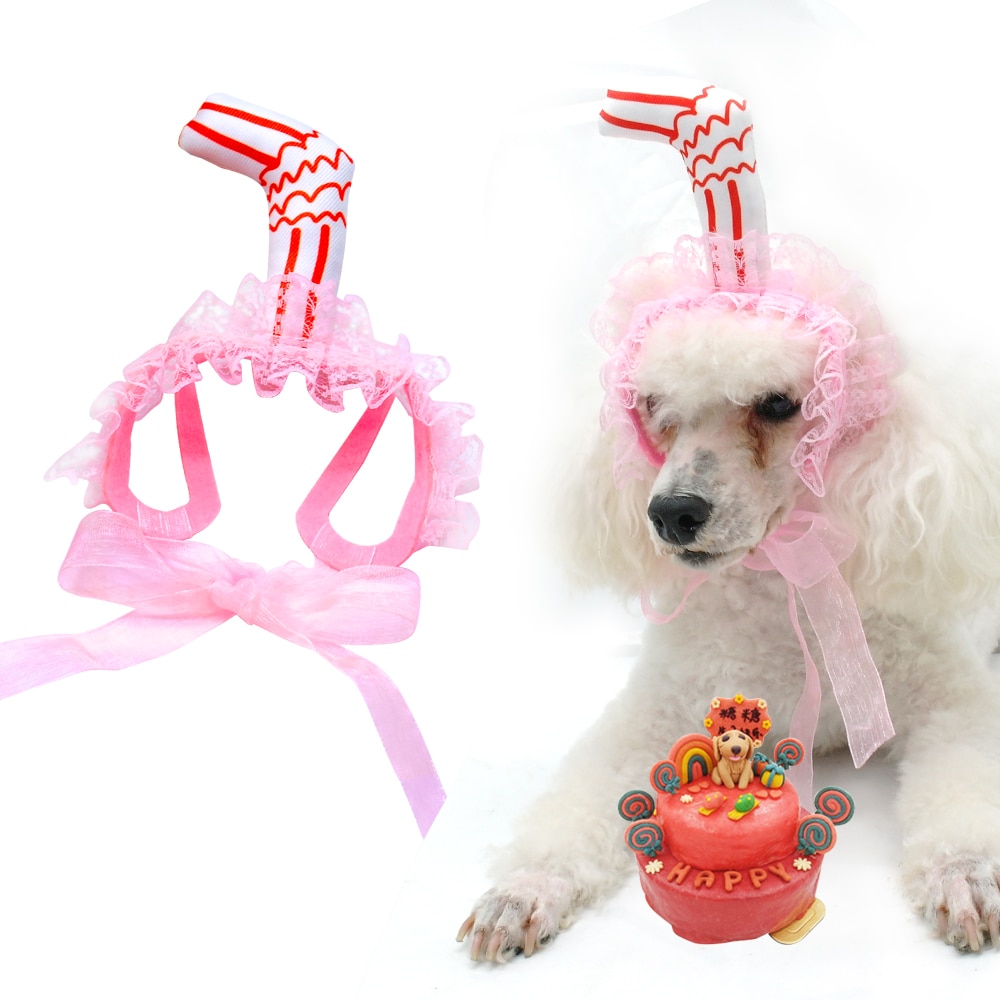 Lace Dog Hat Cap Pet Headwear Hats With Ear Holes Cute Straw Design Birthday Party Accessories